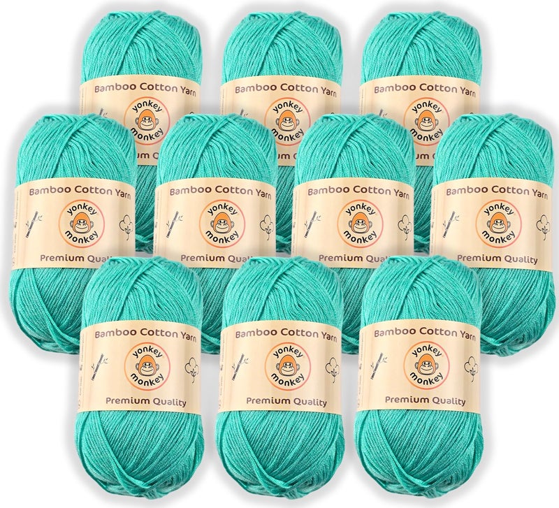 Yonkey Monkey 10-Pack of Yonkey Monkey 500 Grams Yarn - 70% Rayon derived from Bamboo, 30% Cotton - Imported - Light Green 9071 - Image 1